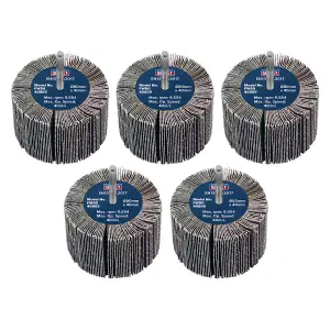 Sealey Abrasive Flap Wheel 80 x 40mm 80Grit 6mm Shaft 5 Pieces FW8040805