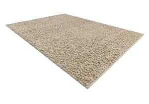 Wool carpet TAHAR 99005C beige - HAND-WOVEN loop, uniform 120x180 cm