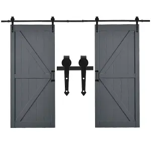 200cm Black Sliding Barn Door Kit Carbon Steel Internal Door Track Hardware Kit Closet Rail Sliding Kit (Door not Included)