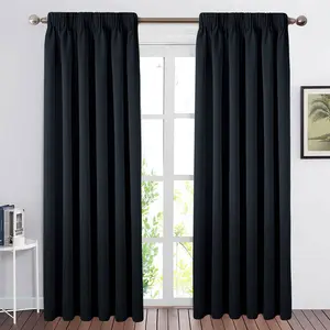 Fiffer Polyester Blackout Pinch Pleat Curtain Pair Black / 229 x 274 cm