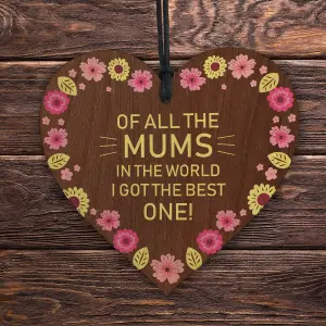 Red Ocean A present for mum Mothers Day Gifts Best Mum In The World  Mum Birthday Gift Ideas Handmade Wooden Heart