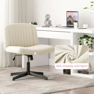 Stylish Armless Office Chair with Height Adjustable, Wide Seat, Perfect for Home Office and Bedroom-Beige