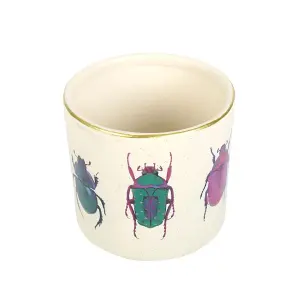 Something Different Whimsical Beetles Plant Pot Off White (One Size)