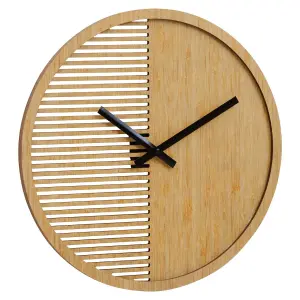 Interiors By Premier Contemporary Small Wooden Wall Clock, Large Wood Dial Clock In Kitchen, Easily Maintained Large Wall Clock