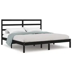 Berkfield Bed Frame Black Solid Wood Pine 200x200 cm