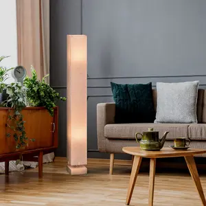 HOMCOM 120cm Tall Linen Floor Lamp Wood Base Steel Frame Stylish Home Lighting