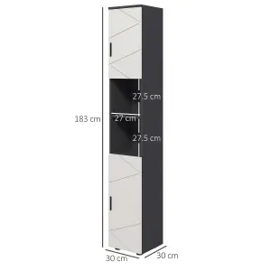 kleankin Tall Bathroom Storage Cabinet, Slim Bathroom Cabinet with Soft Close