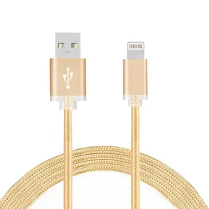 FX Powabud Nylon Braided USB Data Cable for Phone, Gold