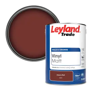 Leyland Trade Vinyl Matt Walls & Ceilings Emulsion Paint Cherry Red (04D45) 5L