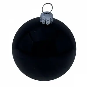 Luxury Shatterproof Ball Ornament (Set of 18) Black Shiny / 6cm H x 6cm W x 6cm D