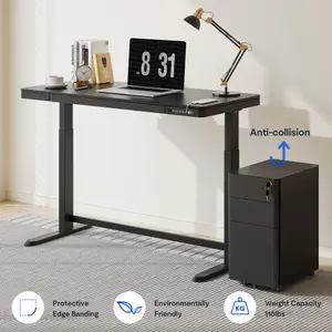 FlexiSpot Adjustable Height Desk Frame Recessed Drawer in Black