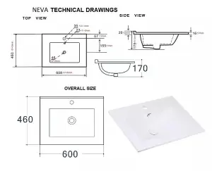 Bathroom Furniture Set Beige 600mm Vanity Sink Basin Tallboy Wall Cabinets Cara