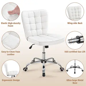 Yaheetech Modern Desk Chair with Adjustable Seat Height - White