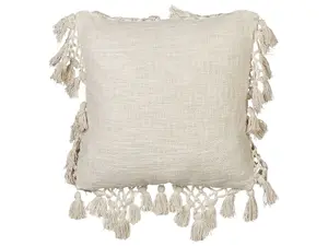 Set of 2 Cushions OLEARIA Cotton 45 x 45 cm Solid Beige