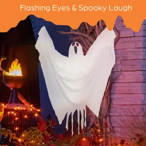 Global Gizmos Hanging Ghost Halloween Decoration / Light & Sound Effects / Motion Activated / Battery Powered