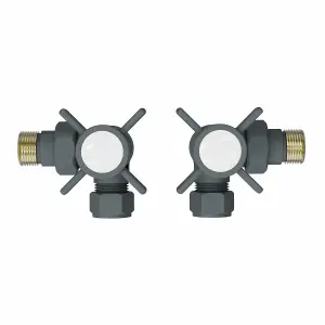 Rinse Bathrooms Traditional Corner Radiator & Towel Rail Valves Pair 15mm Corner Radiator Valve Anthracite