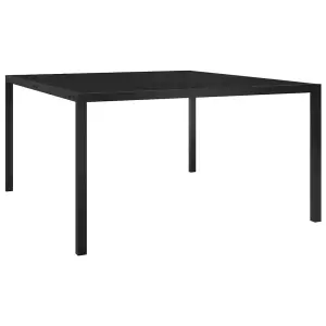 Berkfield Garden Table 130x130x72 cm Black Steel and Glass