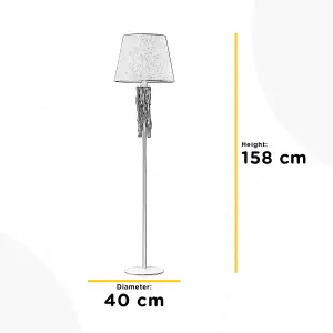 Luminosa Woody Floor Lamp with Tapered Shade White