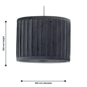 First Choice Lighting Sundance Grey Velvet Pleated 30cm Lamp Shade with Silver Inner