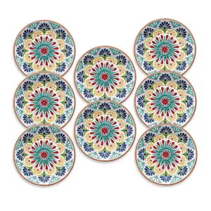 Purely Home Rio Medallion Melamine Dinner Plates - Set of 8