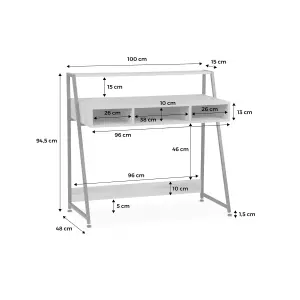 sweeek. Desk in metal and wood effect Loft Natural 100x48x94.5 cm