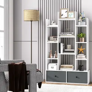 Costway 12 Tier Bookshelf Open Storage Wood Bookcase Organizer Display Shelf