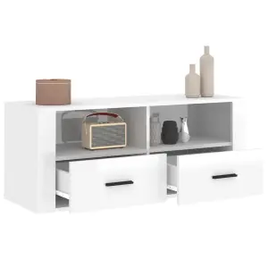 Berkfield TV Cabinet High Gloss White 100x35x40 cm Engineered Wood