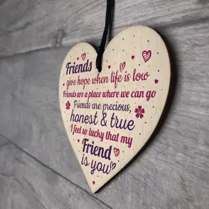 Red Ocean Friendship Sign Handmade Wooden Hanging Heart Chic Sign Best Friend Gift Thank You Birthday Keepsake