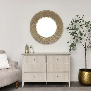 Melody Maison Round Antique Gold Effect Filigree Mirror 90cm x 90cm