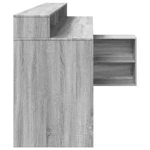 Berkfield Desk with LED Lights Grey Sonoma 200x104x91 cm Engineered Wood