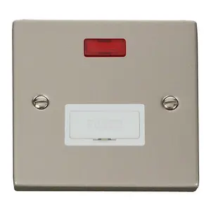 Pearl Nickel 13A Fused Connection Unit With Neon - White Trim - SE Home