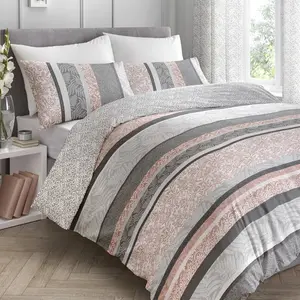 Hanworth Polyester Floral Duvet Cover Set with Pillowcases Heather / Double - 2 Standard Pillowcases