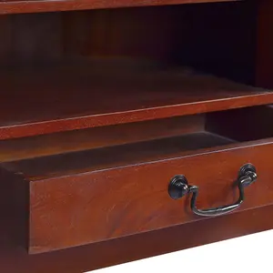 Berkfield Corner TV Cabinet Classical Brown Solid Mahogany Wood