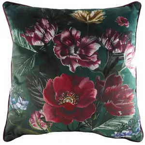 Evans Lichfield Eden Bloom Velvet Piped Feather Filled Cushion