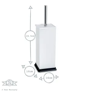 Harbour Housewares - Square Toilet Brush & Bin Set - White