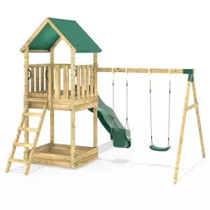 Rebo Modular Wooden Climbing Frame Adventure Playset - Swing Haldon