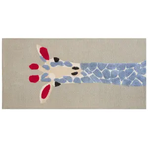 Cotton Kids Rug Giraffe Print 80 x 150 cm Multicolour SAKUBO