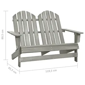 Berkfield 2-Seater Garden Adirondack Chair Solid Fir Wood Grey