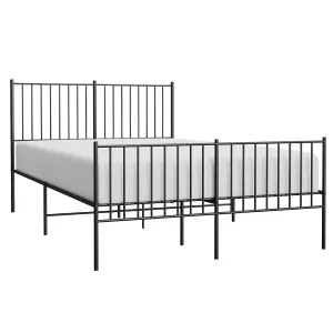 Berkfield Metal Bed Frame with Headboard and Footboard Black 140x190 cm