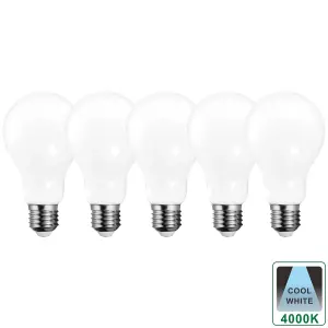 Harper Living 16 Watts A60 E27 LED Bulb Opal Cool White Non-Dimmable, Pack of 5