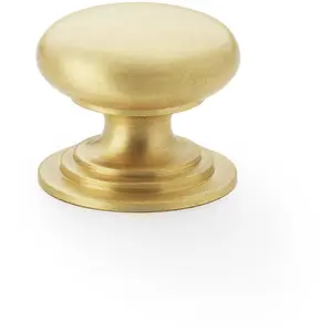 Stepped Round Door Knob - Satin Brass 25mm Classic Kitchen Cabinet Pull Handle