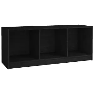 Berkfield TV Cabinet Black 104x33x41 cm Solid Pinewood