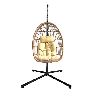 Cream Luxury Hanging Egg Chair with Cushion