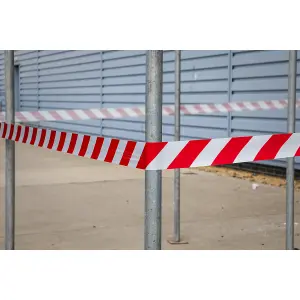 Sealey Hazard Warning Barrier Tape 80mm x 100m Red White Non Adhesive BTRW