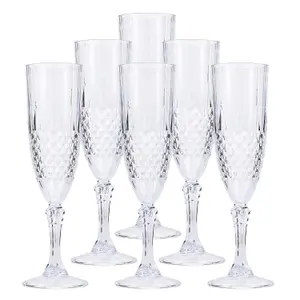 6pcs Crystal Effect Party Glasses - Highball Whiskey Wine Champagne Flute - No More Broken Glasses