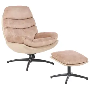 Chair with Footstool EIDE with Footstool Velvet Sand Beige