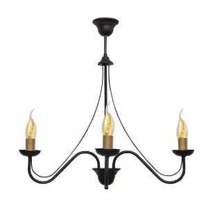 Luminosa Malbo Multi Arm Pendant Ceiling Light Black, Patina 60cm