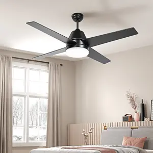 HOMCOM Mounting Reversible Ceiling Fan with Light, Remote, Black & Brown