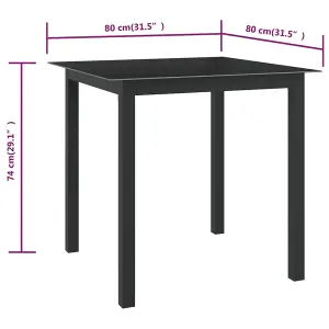 Berkfield Garden Table Black 80x80x74 cm Aluminium and Glass