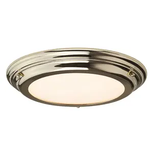 Elstead Welland LED 1 Light Flush Light - Polished Brass